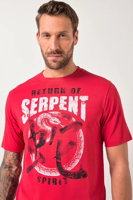 JP1880 T-Shirt, Halbarm, Brustprint, bis 8 XL, samtrot | Ulla Popken