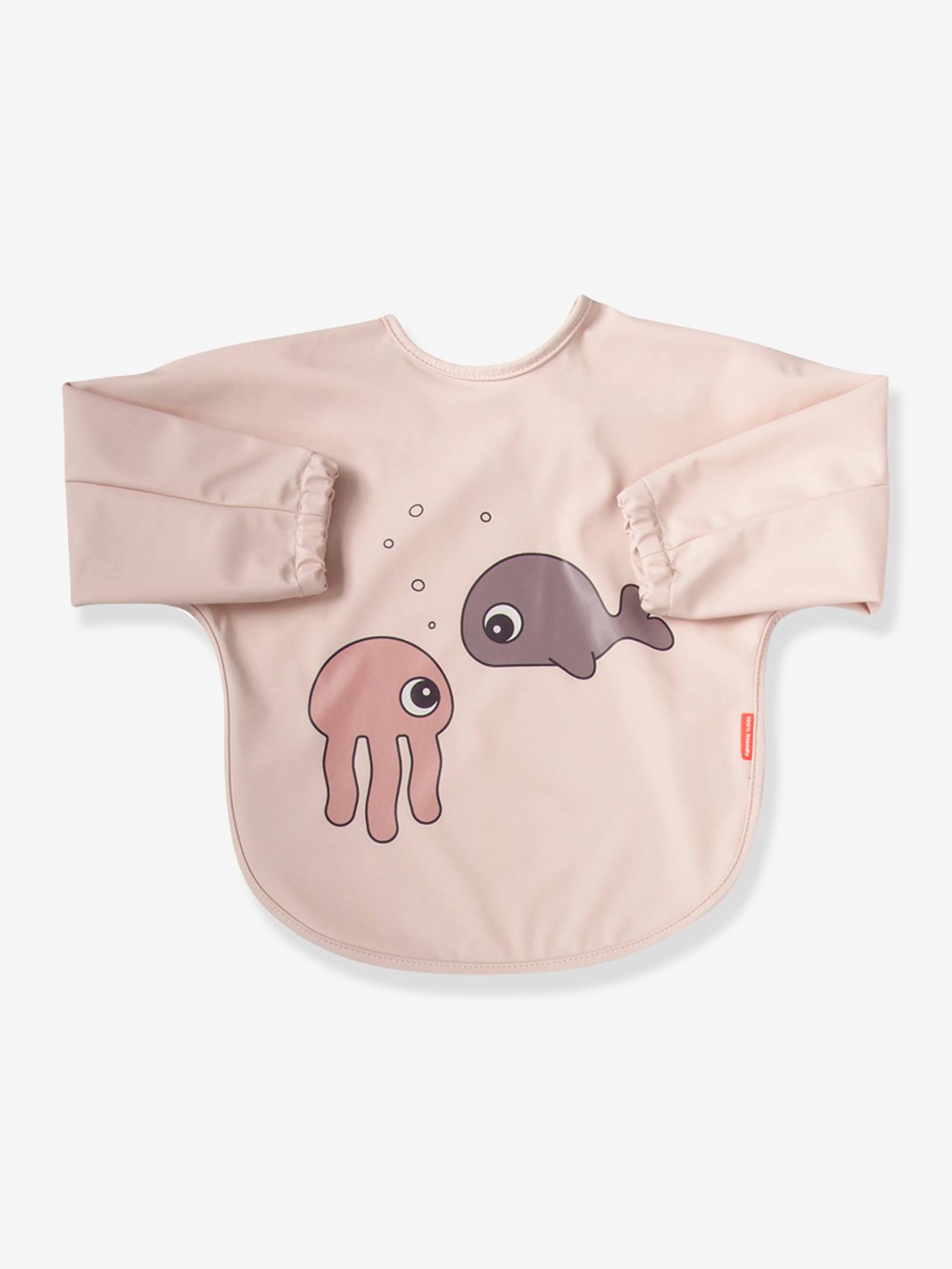Babador de manga comprida Sea Friends da marca DONE BY DEER, em amarelo escuro liso com estampa.