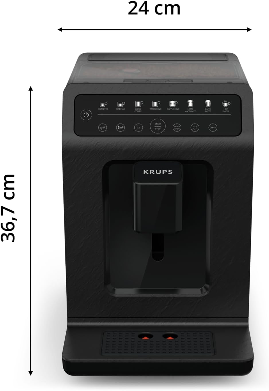 Krups Machine à café grains automatique, 2 boissons simultanées, 8 boissons préréglées, Entretien facile, Plastique recyclé et recyclable, Fabriqué en France, Evidence Eco-Design EA897B10