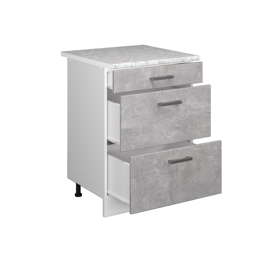 Vicco Schubladenunterschrank Küchenschrank Küchenzeile R-Line 60 cm Weiß Beton Schublade Arbeitsplatte