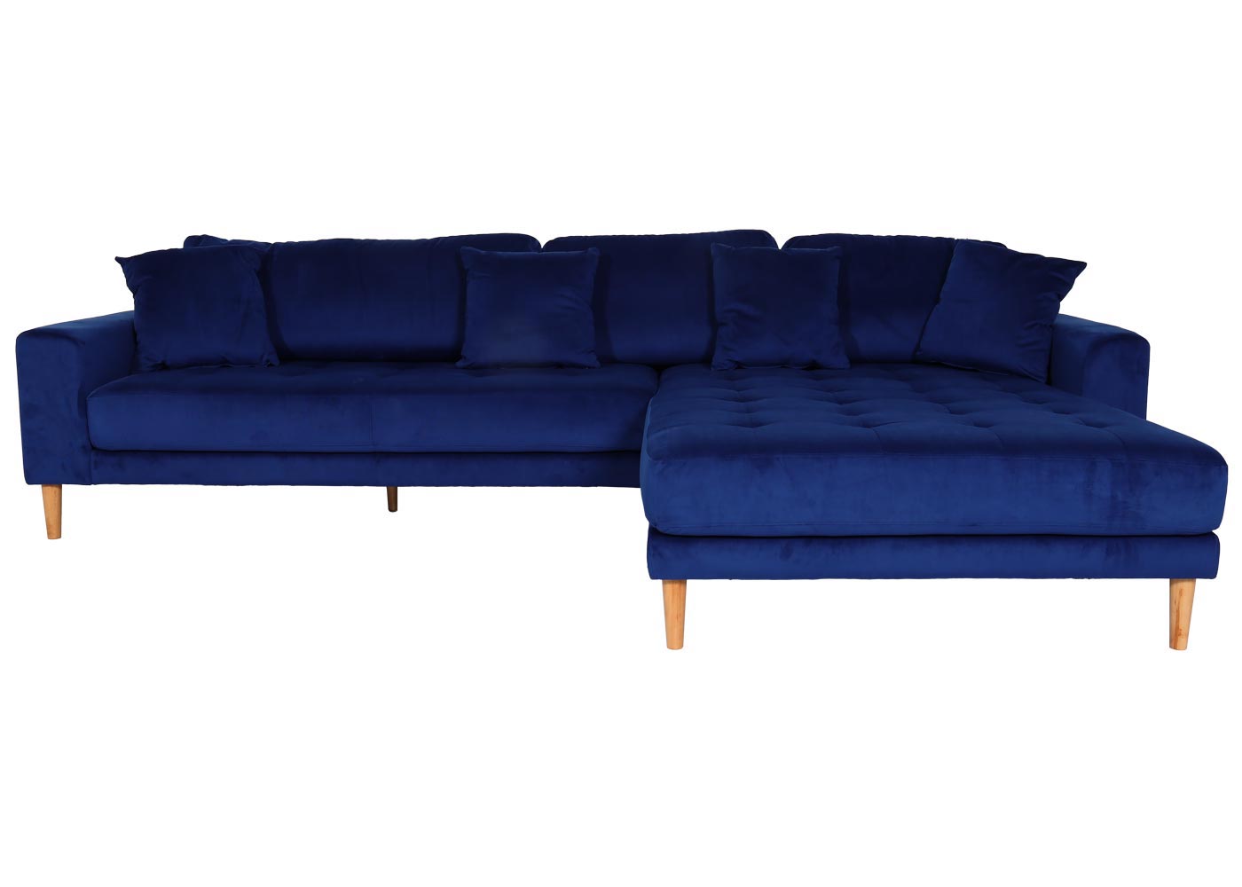 Ecksofa MCW-J54, Couch Sofa 3-Sitzer L-Form Liegefläche links/rechts 295cm ~ Samt blau