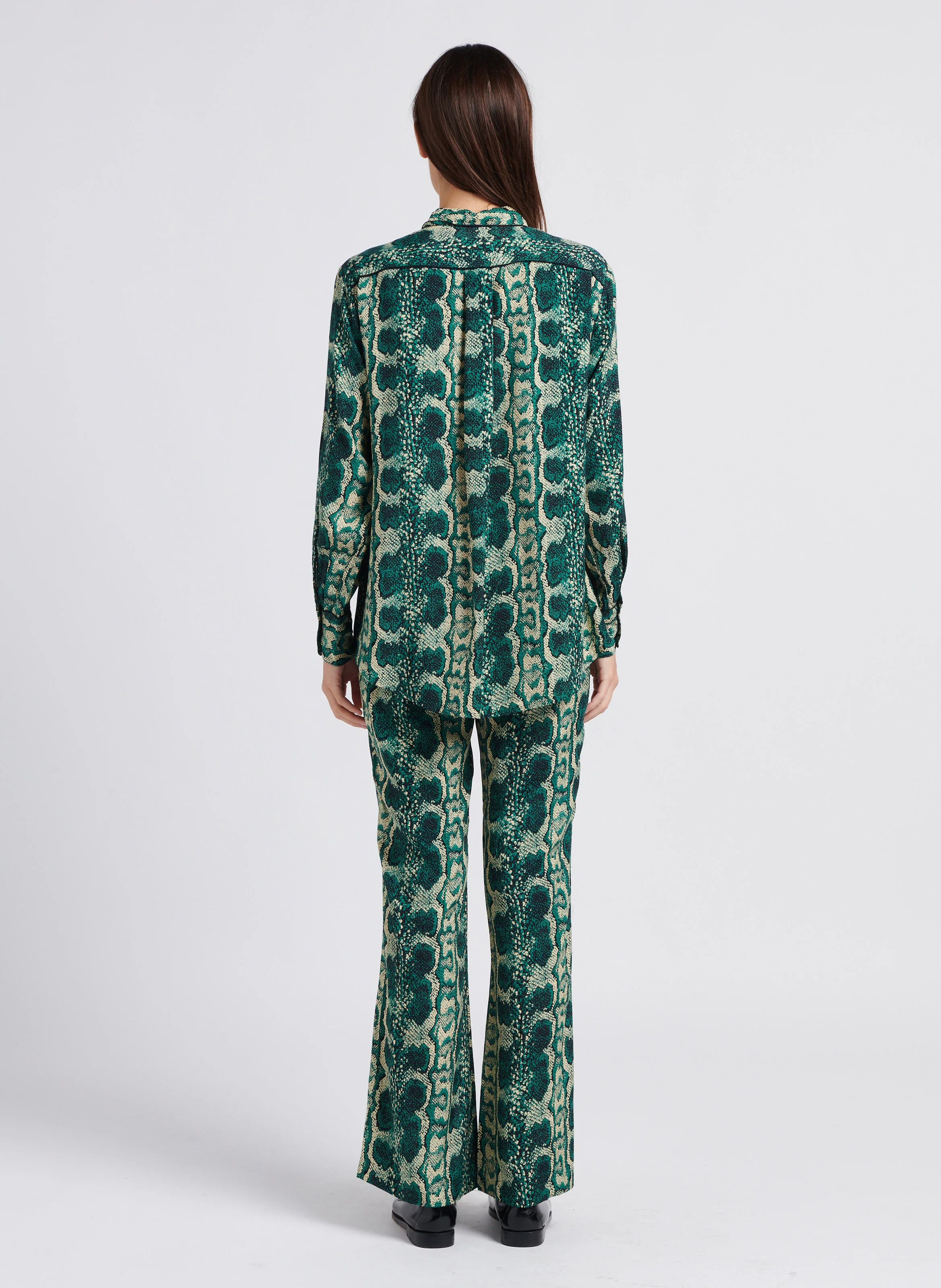 POWER - Pantalon palazzo à imprimé python | Vert