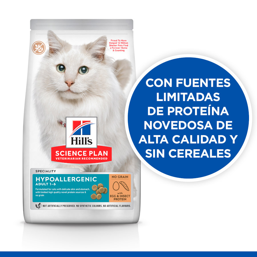 Ração hipoalergênica para gatos adultos Hill's Science Plan com ovos e insetos