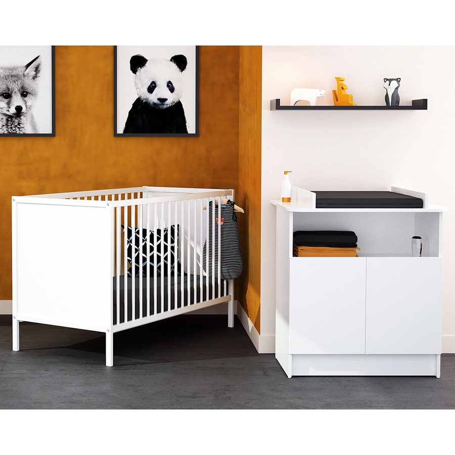 WEBABY Babybett Renard mit Panelen weiß 60 x 120 cm