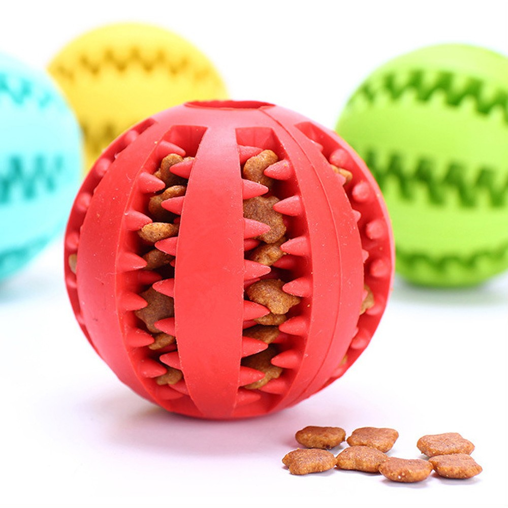 (5er Set) Ø5cm Interaktives Hunde Spielzeug Zahnreiniger Beiss Bälle Leckerli Spender Kauspielzeug für die Zahnpflege - Assortiert