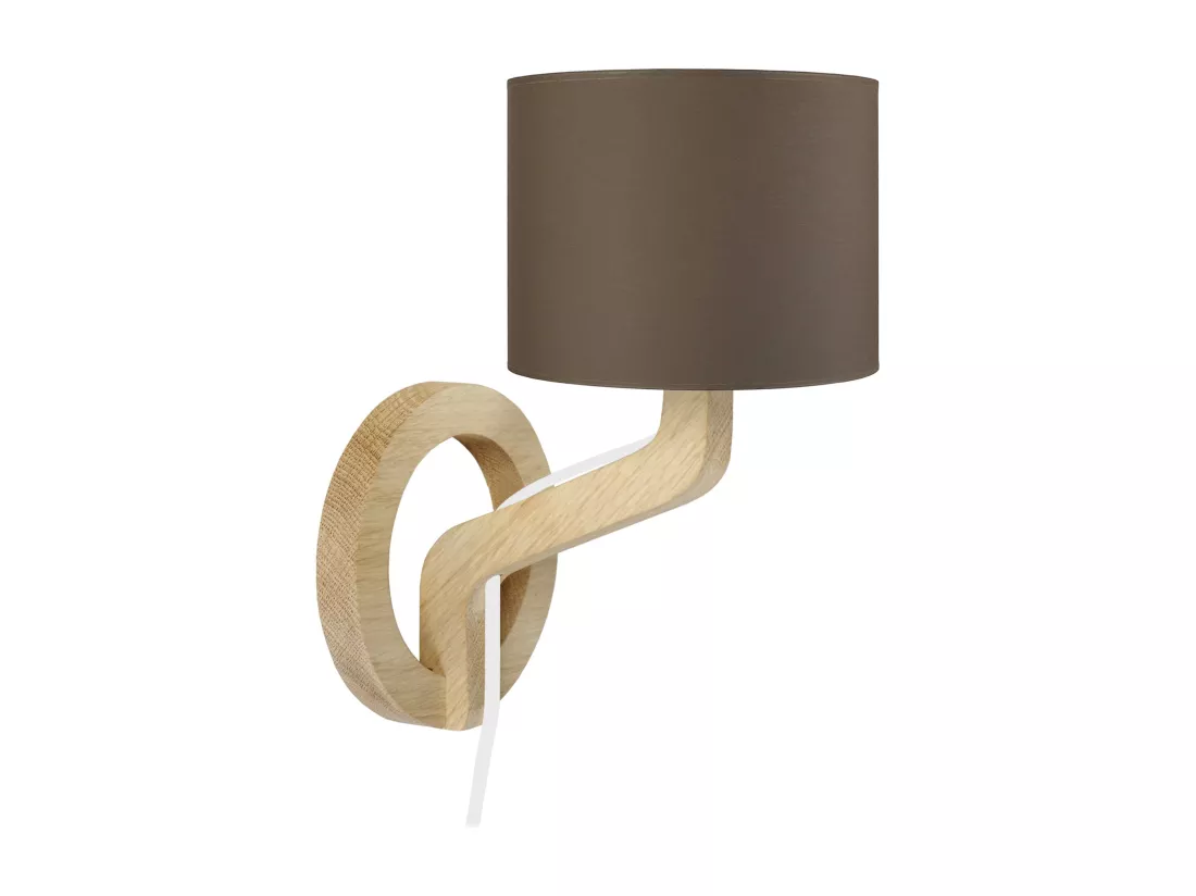 Applique abatjour marron, bois naturel 28 cm.