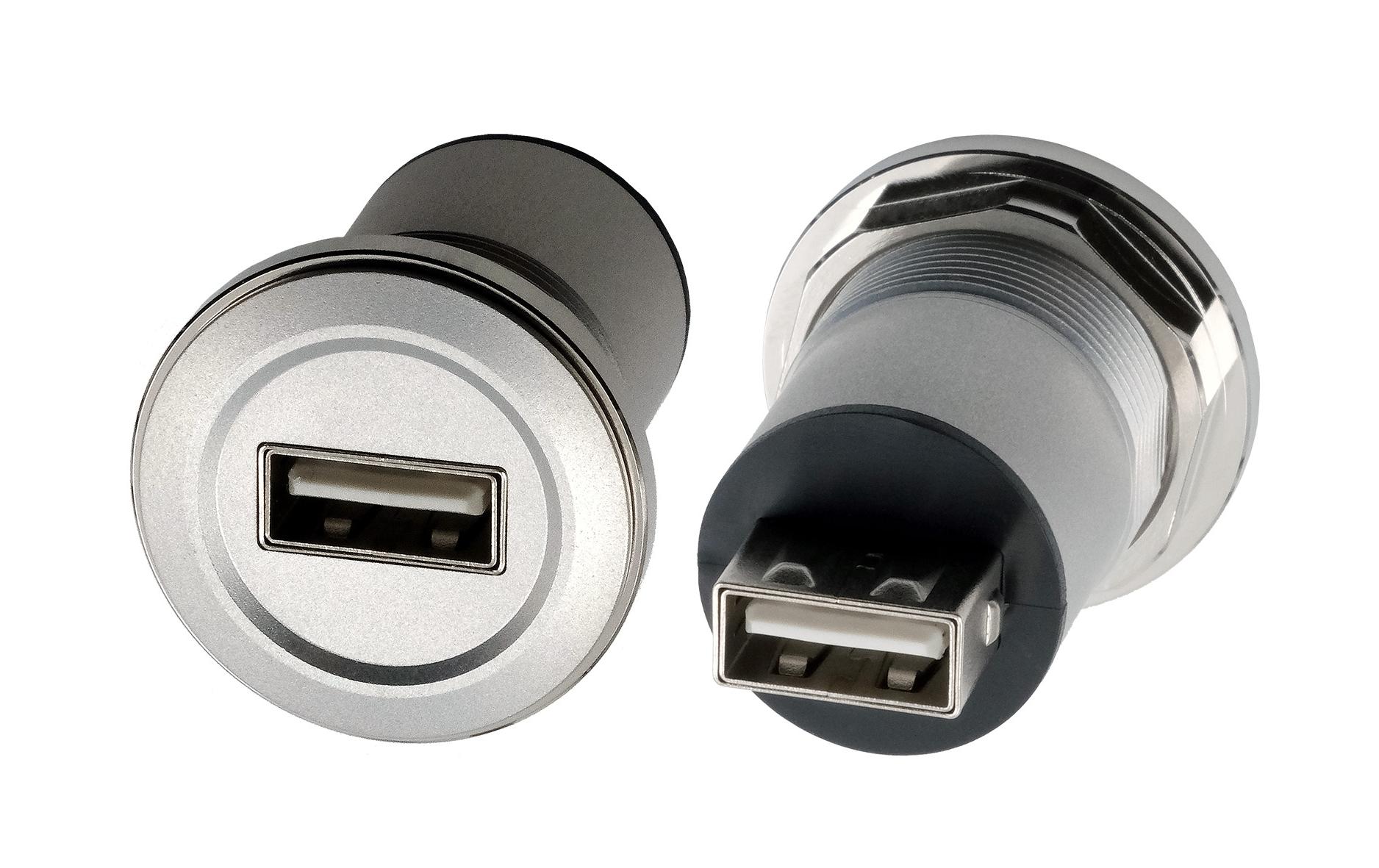 USB 2.0 Adapter Metall USB-A Buchse - USB-A BuchseEinbau-Adapter Metall USB-A Buchse zu Buchse, USB 2.0