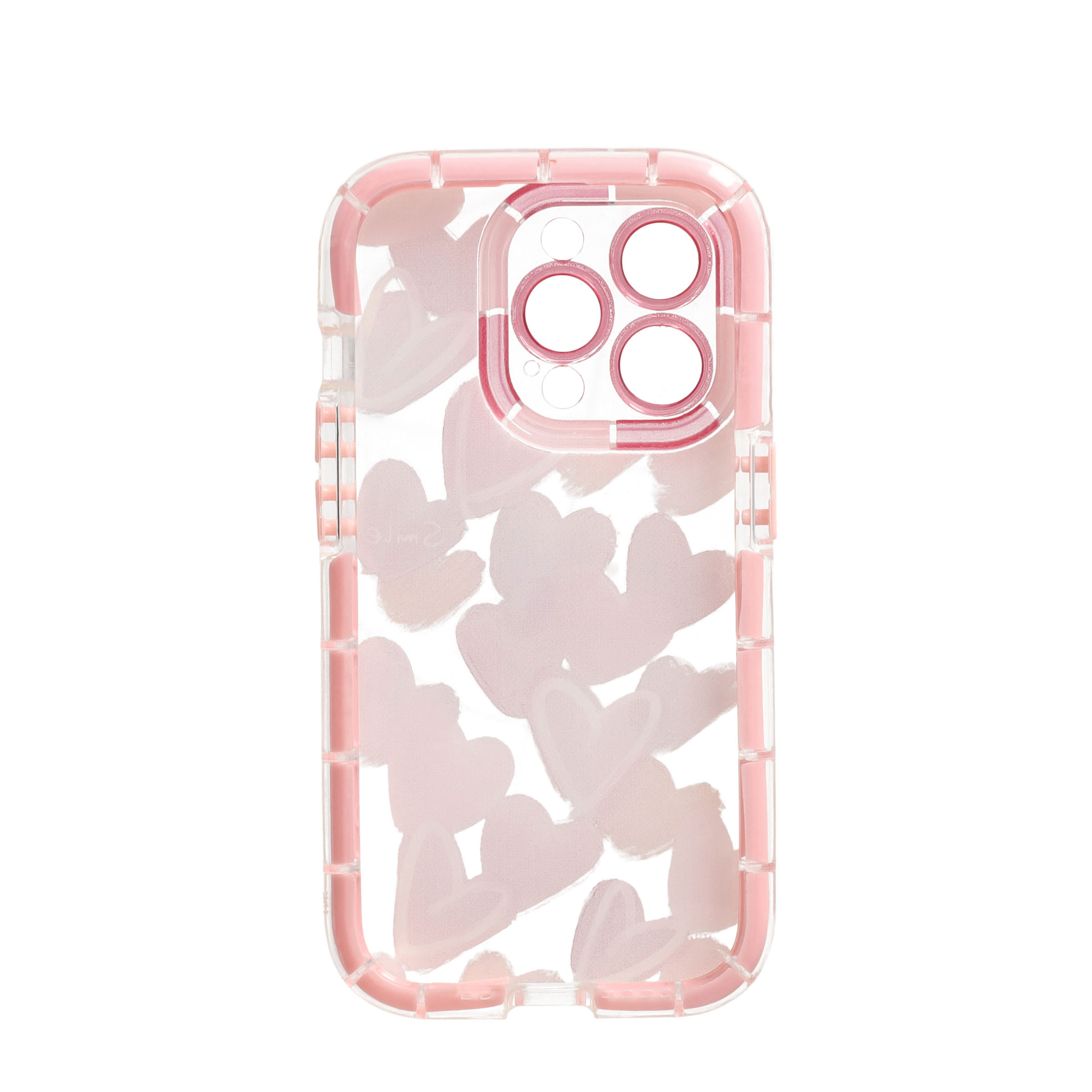 iPhone 15 Pro Hybrid Hardcase Hülle Air Cushion Fallschutz - Rosa Herzen