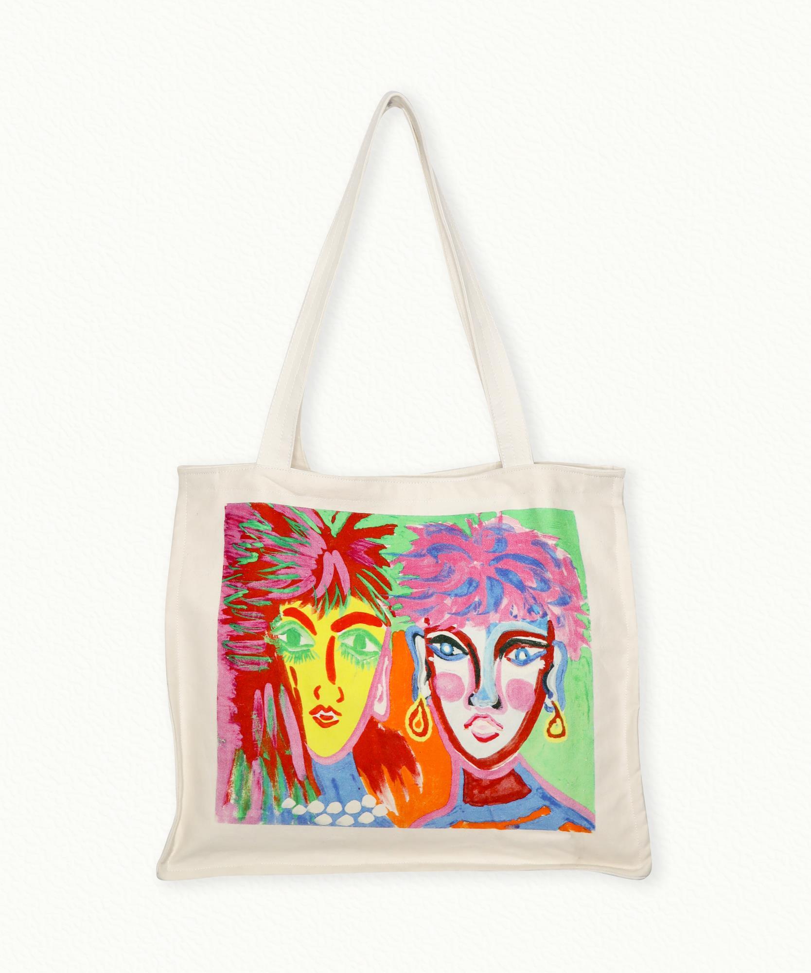 Charity Bag Visages  100% Coton - 38.2 x 10.4 x 33.3cm