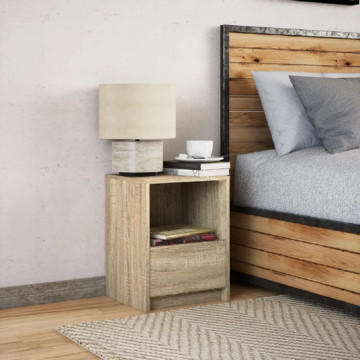 VIDAXL Armoire de Chevet avec LED
