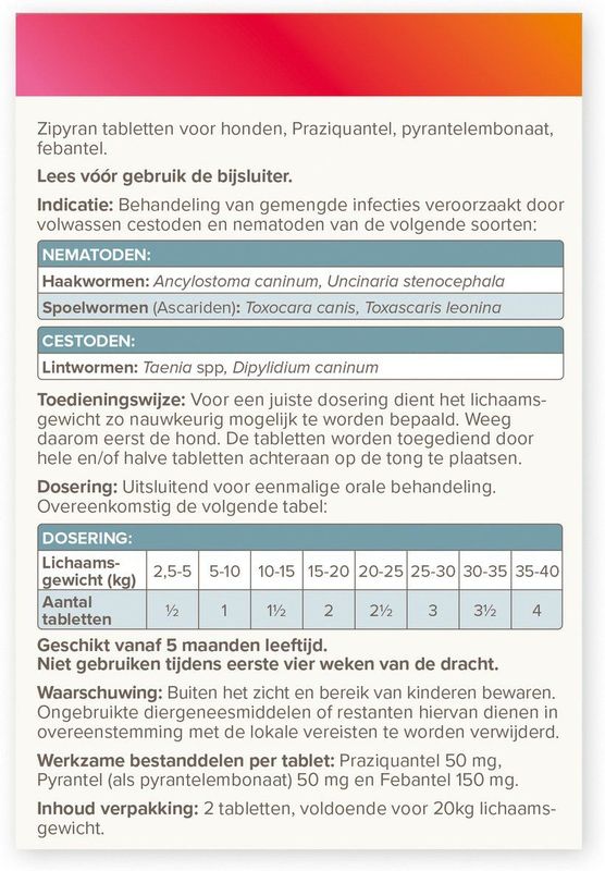 Beaphar All-in-one Ontworming Tabletten Hond 2,5 - 20 kg 2 tabletten