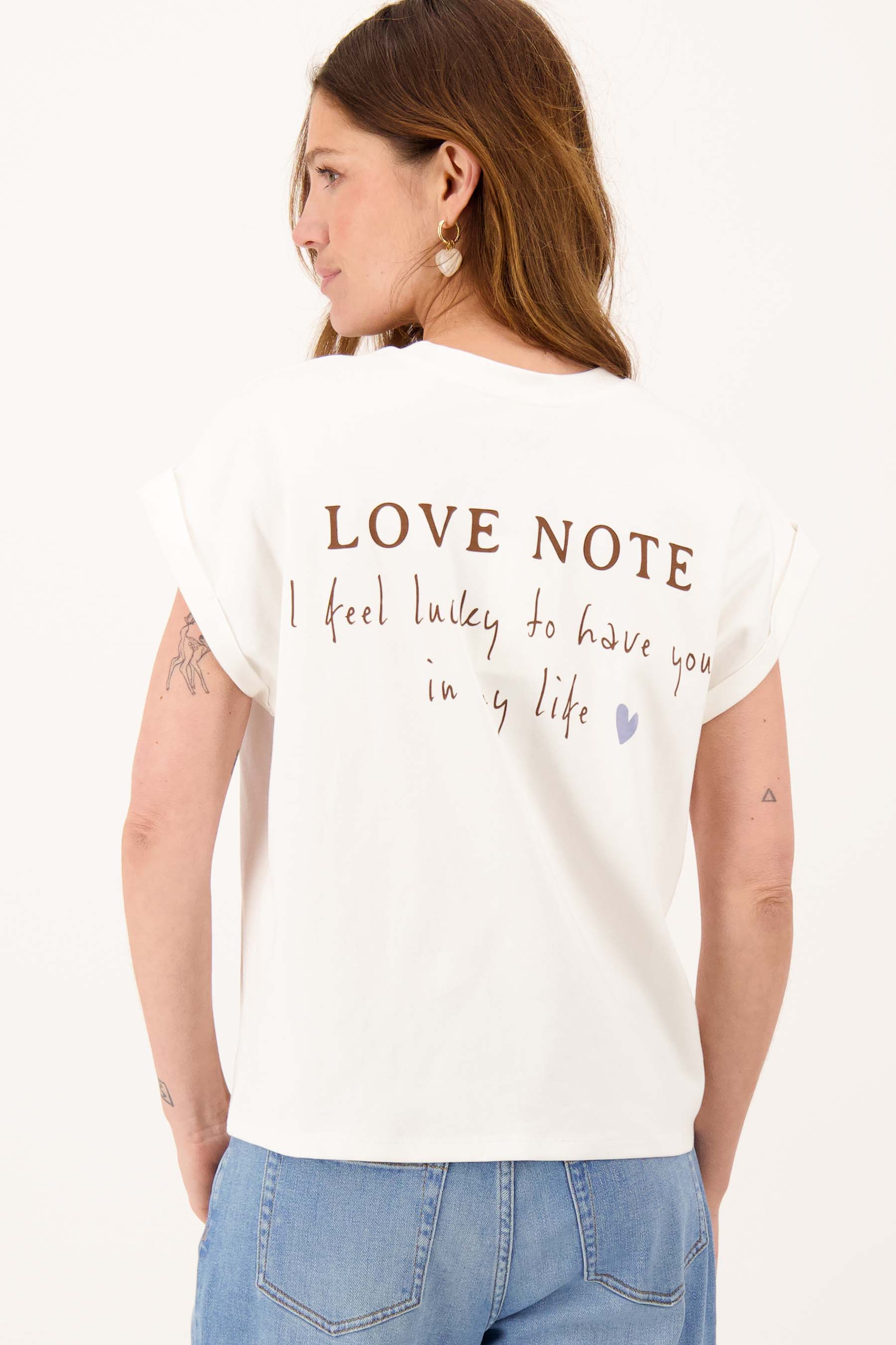 T-shirt met opgerolde mouw en print