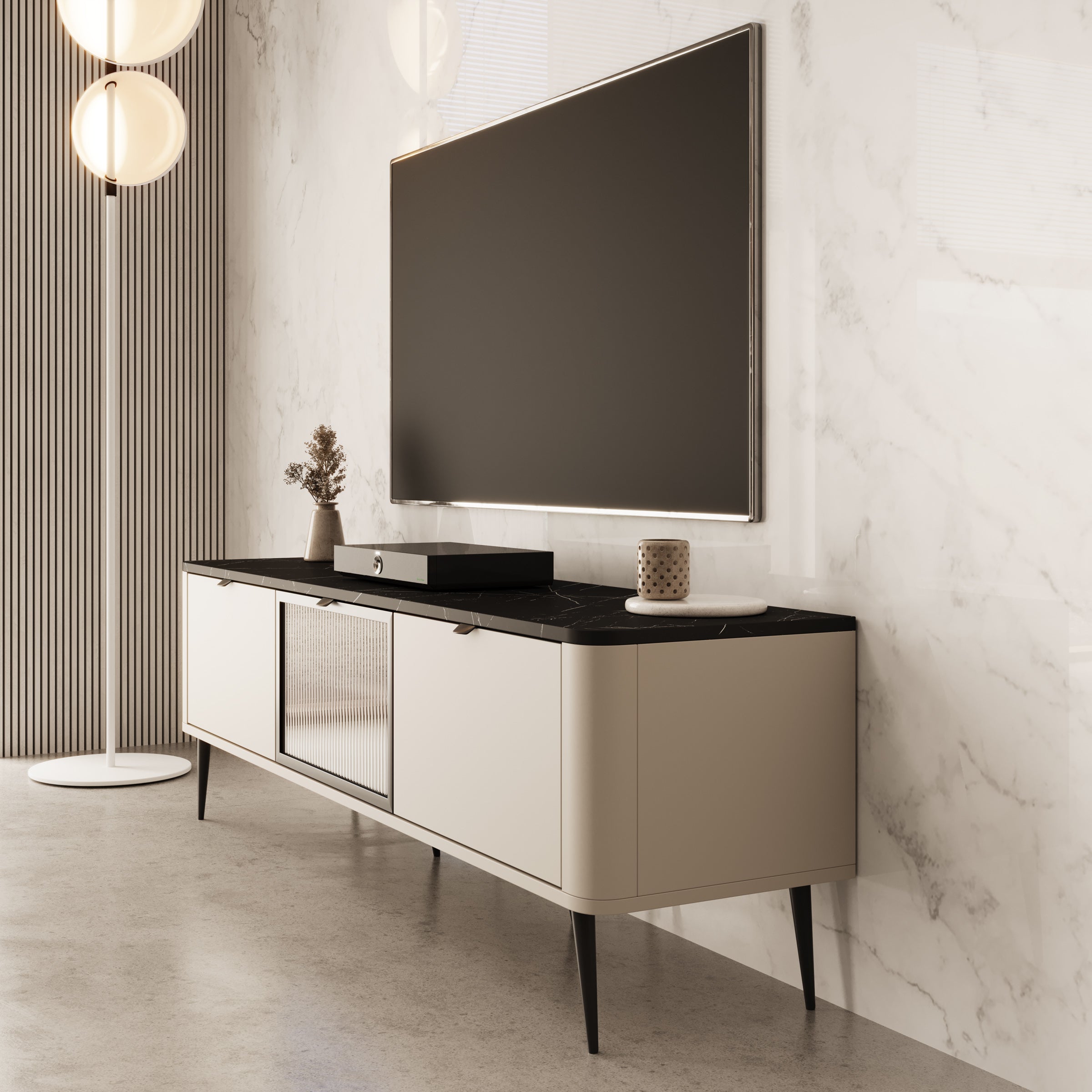 Mace - TV-Meubel - Beige - 160x40x52 cm