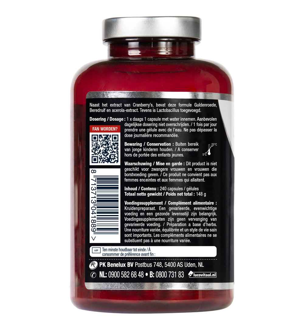 Lucovitaal Cranberry X-tra Lactobacillus (240 capsules)
