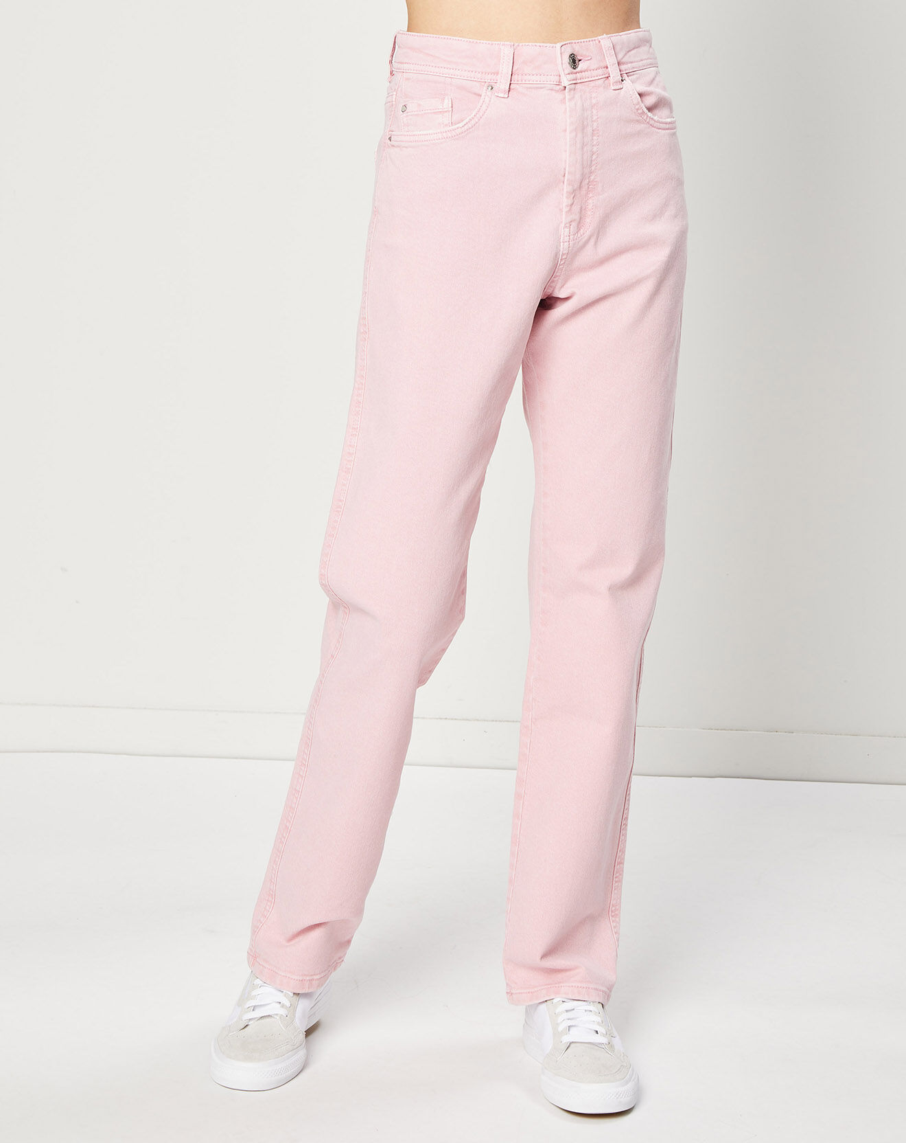 Esprit Jean en Toile de coton bio taille haute rose