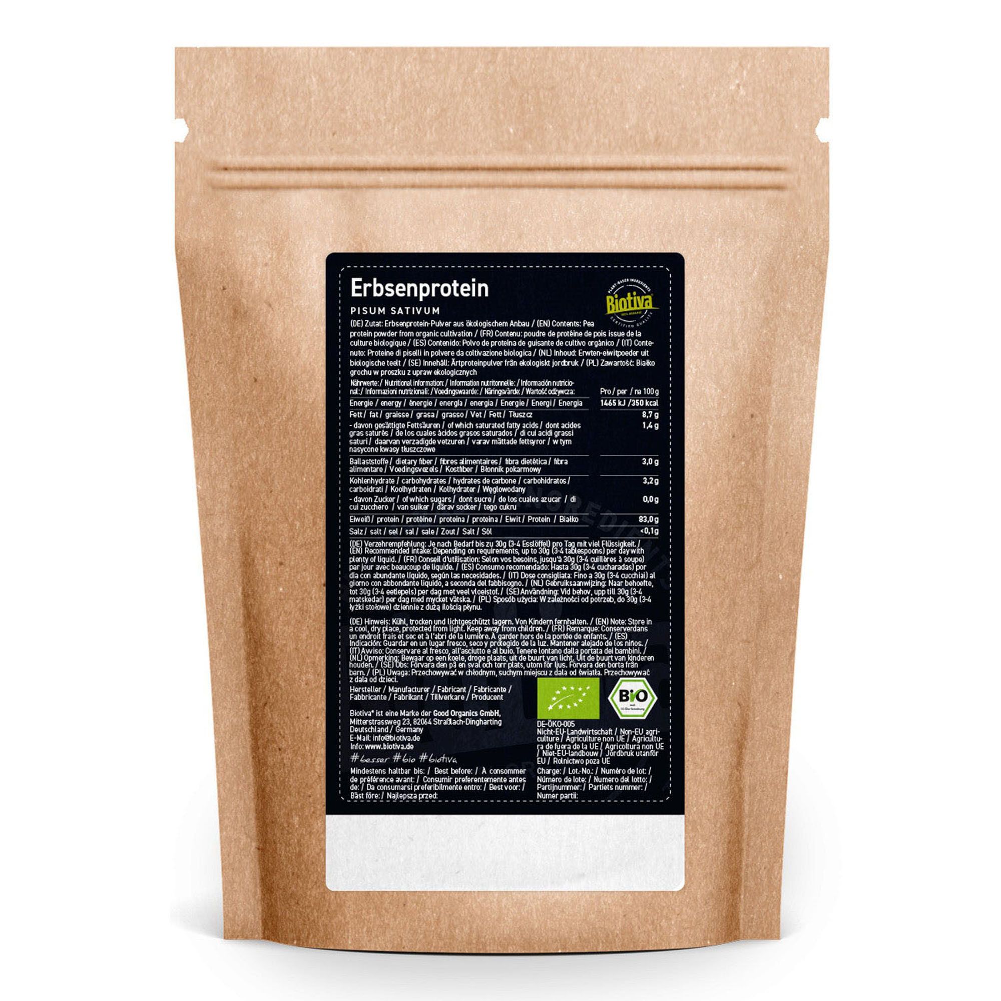 Biotiva Erbsenprotein Pulver Bio