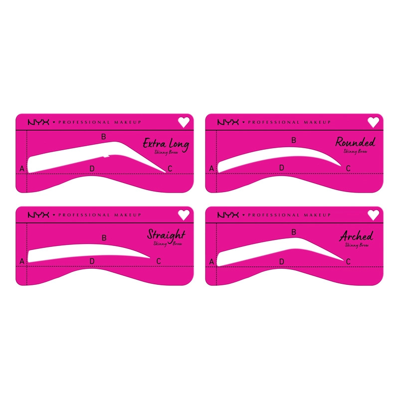 NYX Prof. Makeup Zero To Brow Stencils 4 Pieces - Skinny Brows