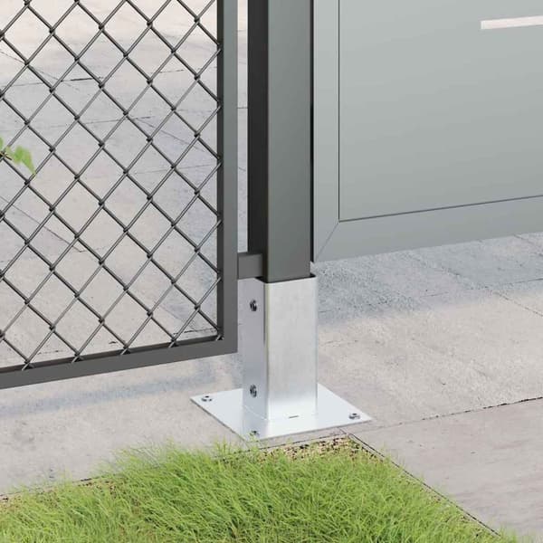 vidaXL Stolpebunner firkantet 4 stk sølv 61x61 mm galvanisert stål