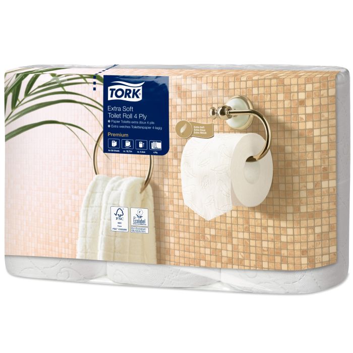 Toiletpapier Tork T4 110406 (110405) 4laags 42st wit 19mtrx10cm pak a 42 rol/150 vel (110406)