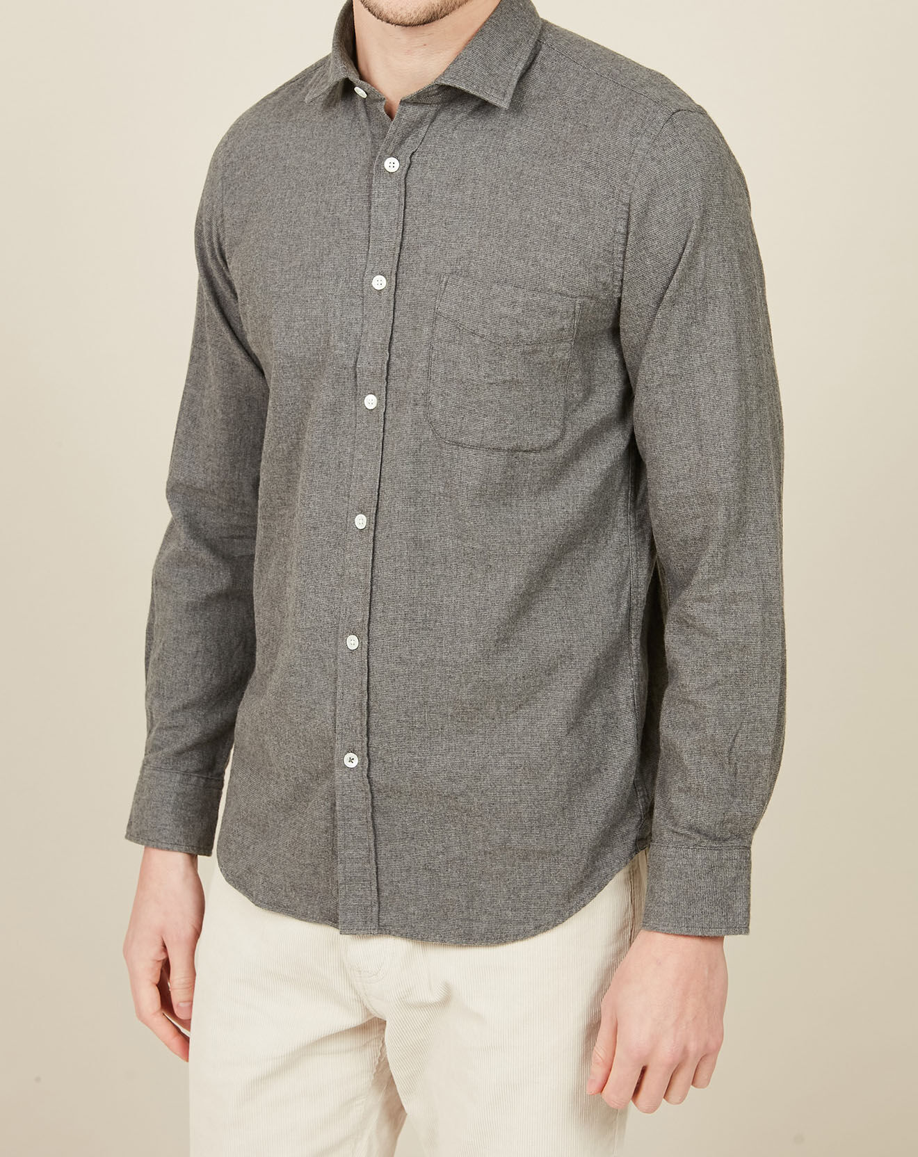 Hartford Chemise Slim en Flanelle de Coton Storm flanelle