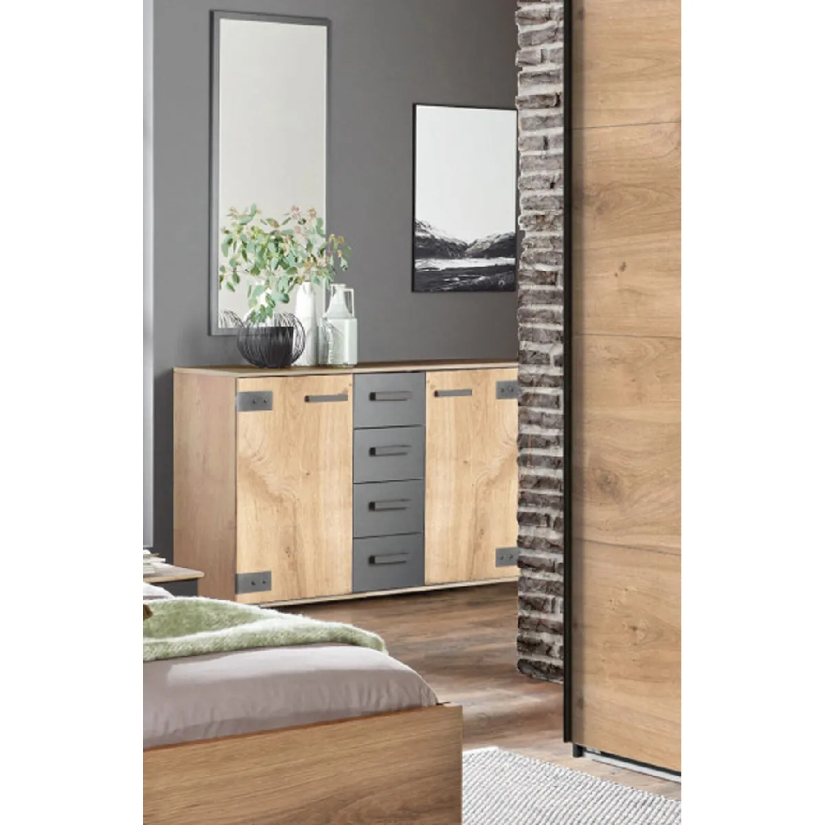 Pegane Commode chêne foncé