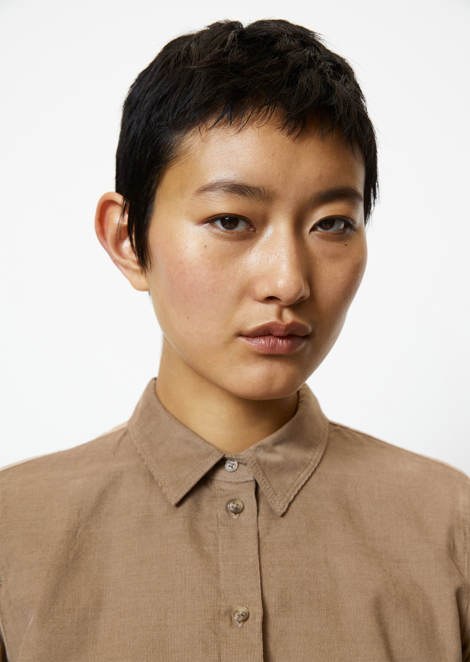Feincord-Langarm-Bluse regular aus Organic Cotton-Lyocell-Mix