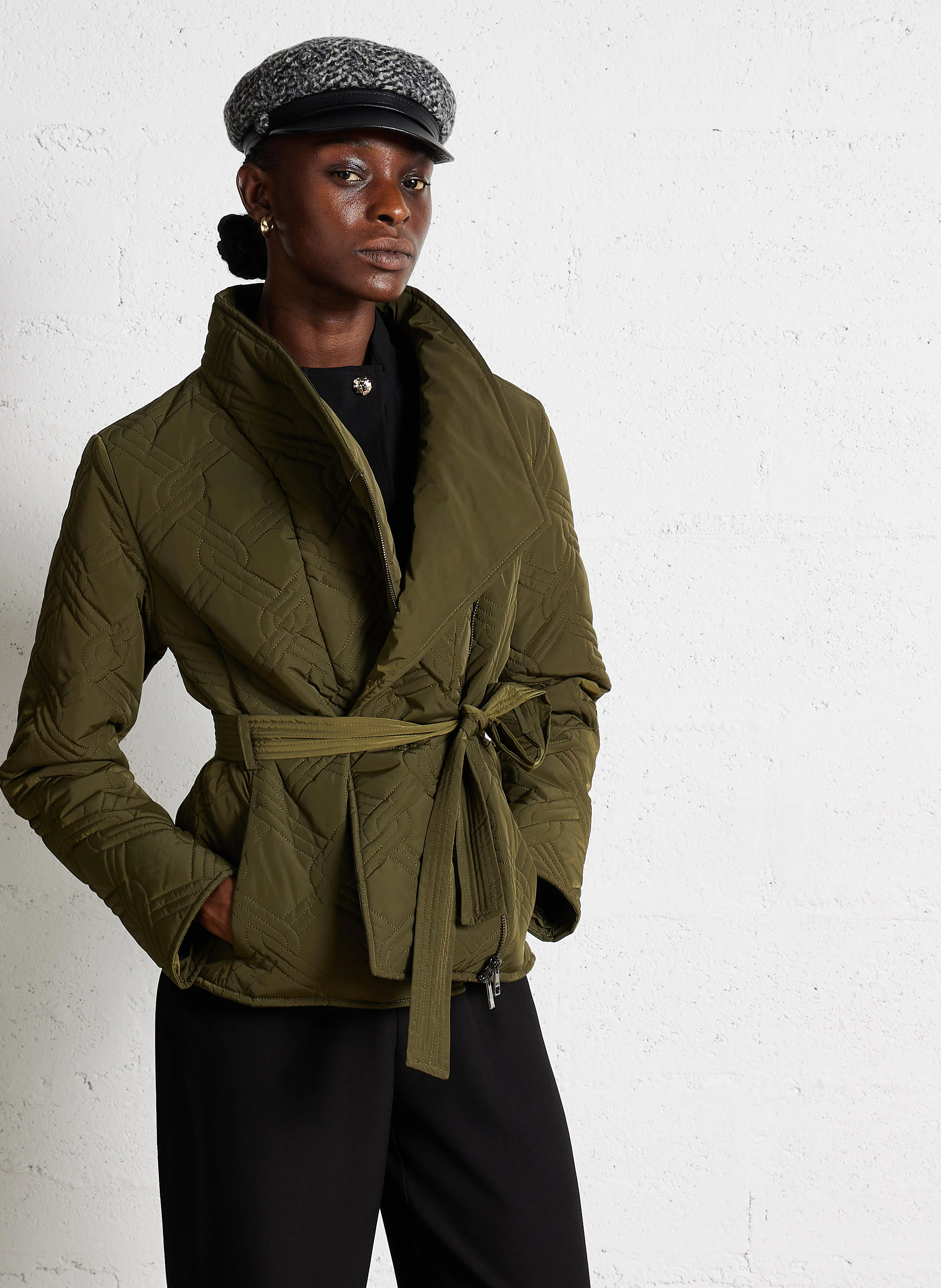 Veste cintrée à col montant | Vert
