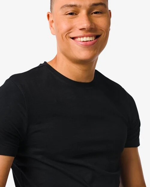 t-shirt homme slim fit col rond - extra long noir