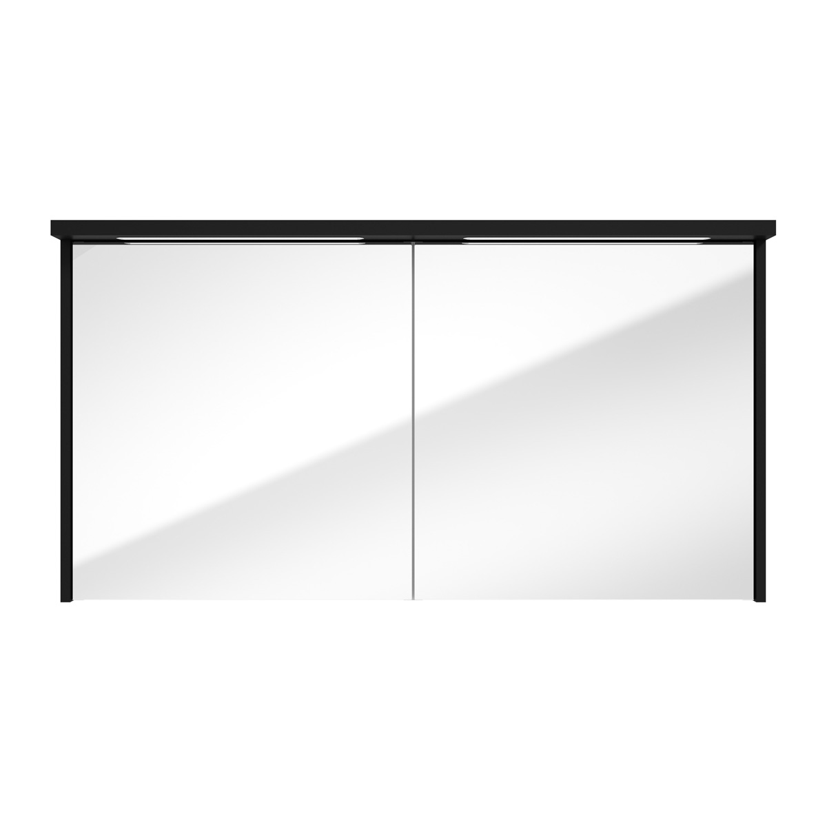 Fontana Grado spiegelkast met verlichting 117cm 2 deuren zwart mat