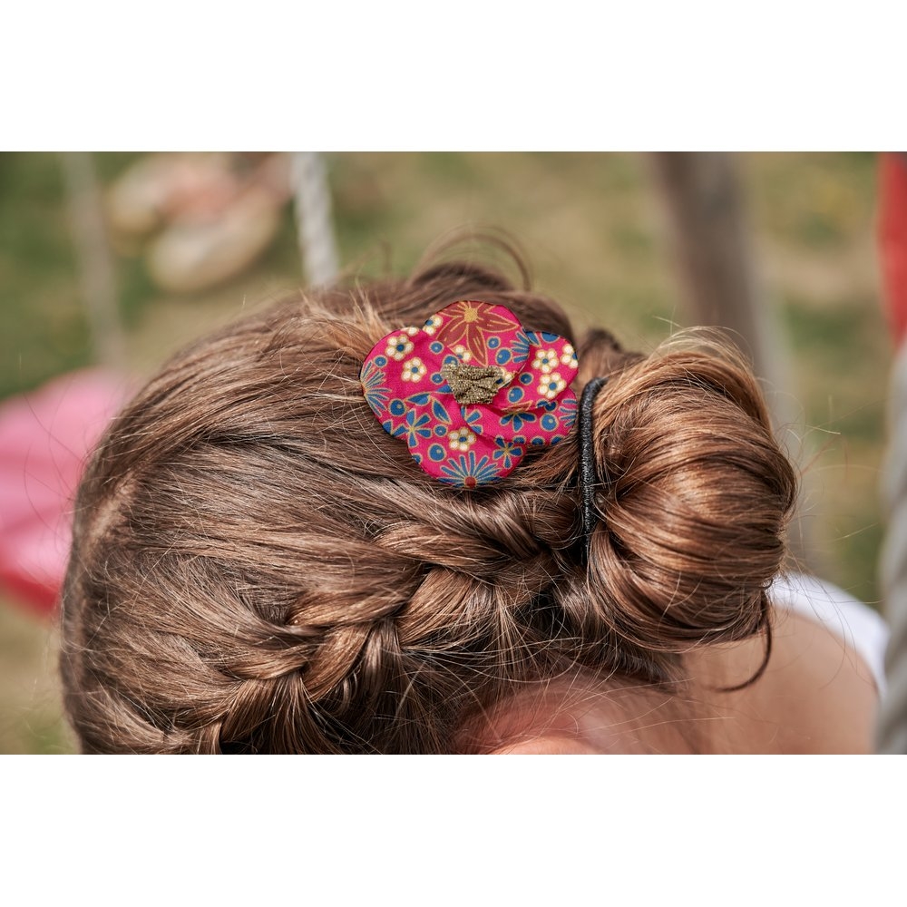 Petite Barrette Pétales De Fleur Badiane Framboise