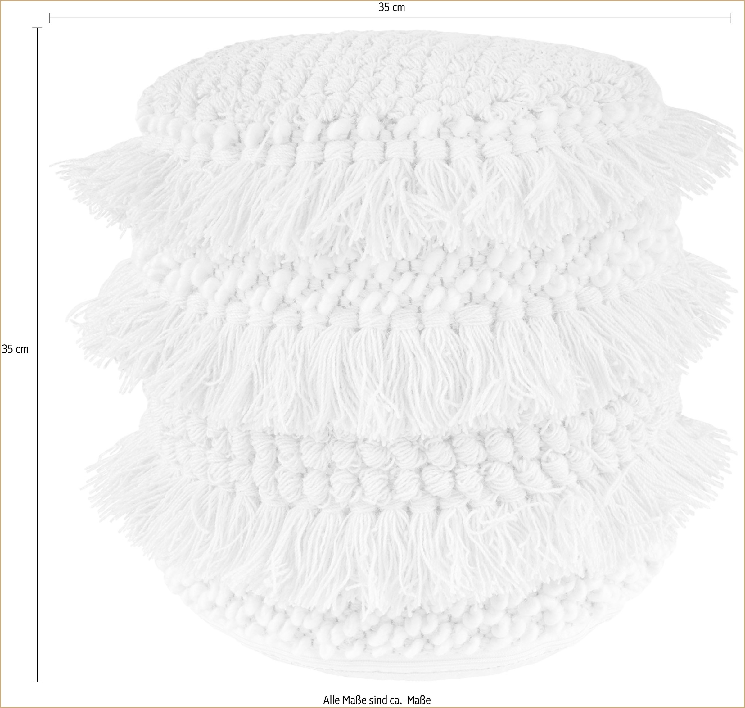 Kayoom Pouf »Bohist 325 35cm x 35cm,   Strukturen mit Fransen und Quasten« 1 Stk. tlg. handgefertigt, Unikat, sehr gut kombinierbar, vielfältig im Einsatz