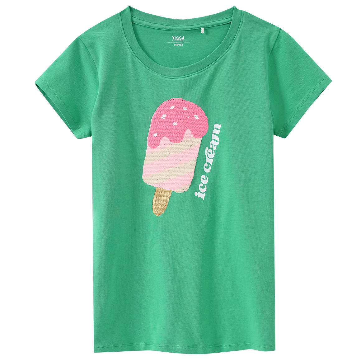 Yigga Mädchen T-Shirt mit Wendepailletten grün