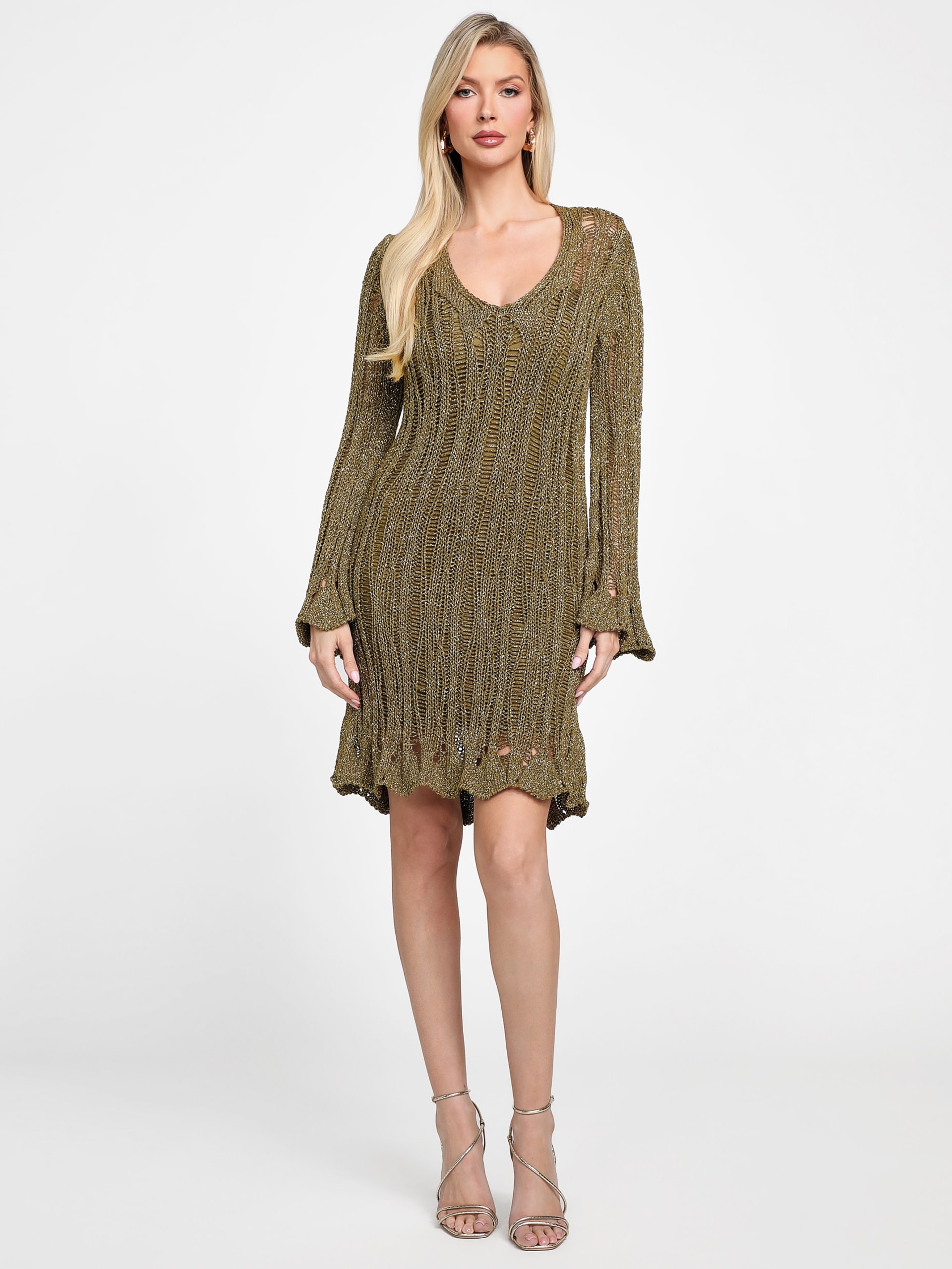 Vestido de crochê Lucky com modelagem evasê
