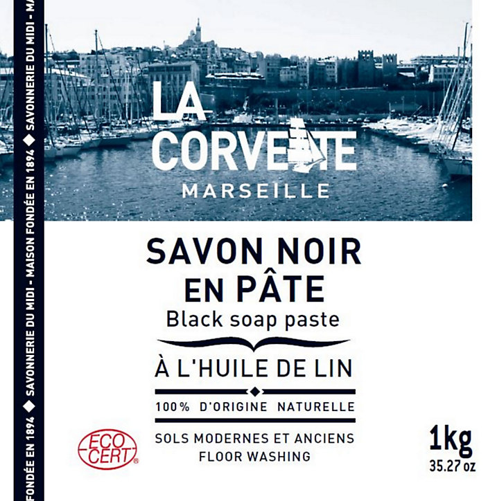 Savon noir La Corvette Savonnerie du midi en pâte à l’huile de lin 1kg