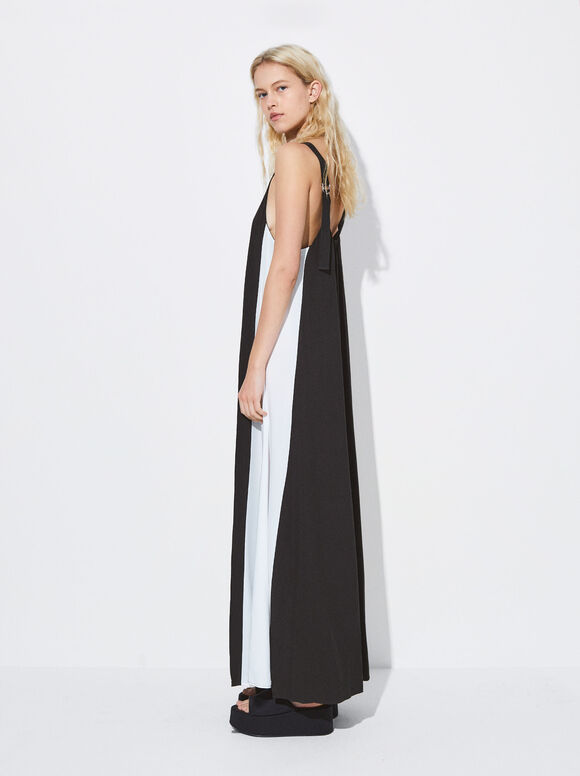 Vestido Maxi Color Block - Preto