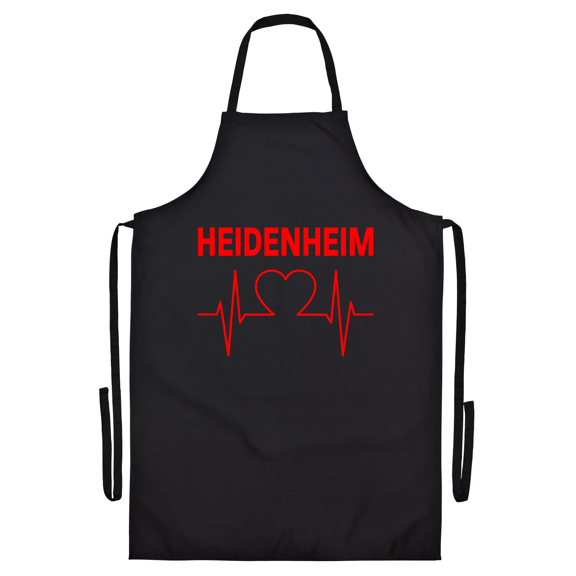 multifanshop® Grillschürze - Heidenheim - Herzschlag - Druck rot