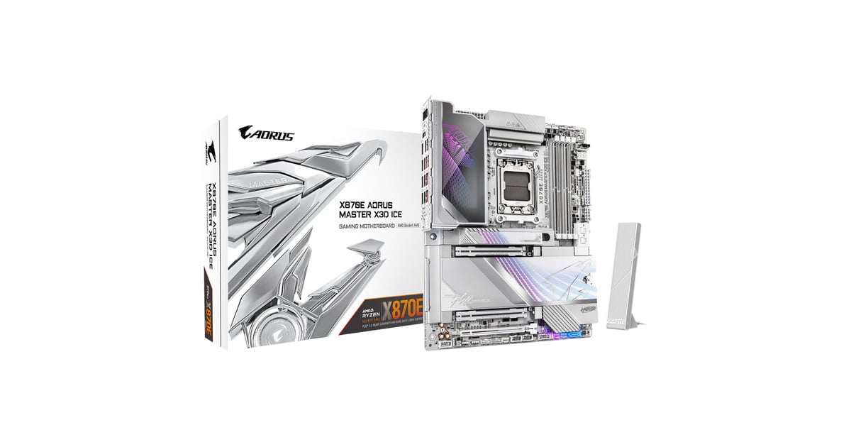 GIGABYTEX870E AORUS MASTER X3D ICE socket AM5 moederbord  (Zilver/wit, RAID, 5 Gb-LAN, 10 Gb-LAN, WLAN, BT, Sound, ATX)