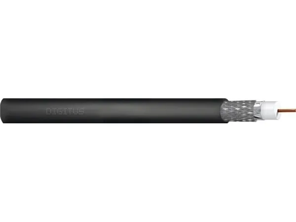 DIGITUS RG-6 Coaxial Cable, 75 Ohm, shielded (2x foil   77% braid), Fca, PE, 500m, black, reel