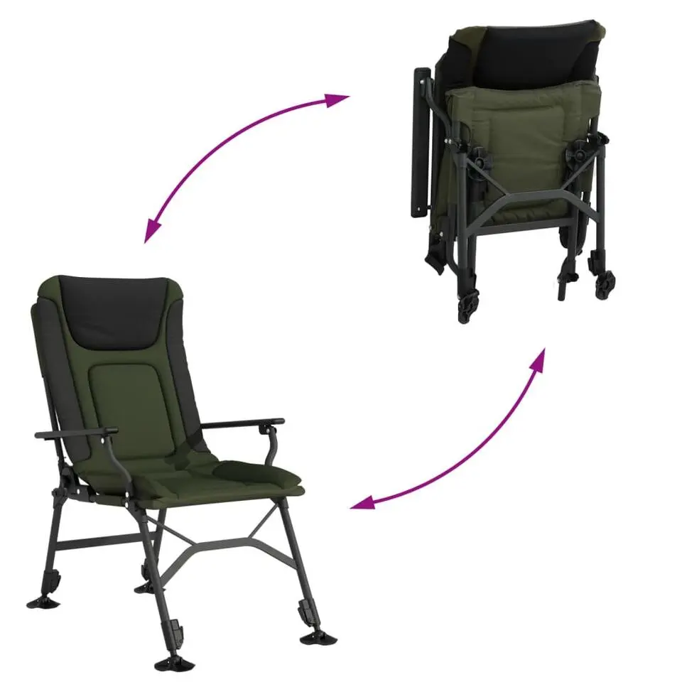vidaXL - Loungestoel met armleuning - Groen - Staal