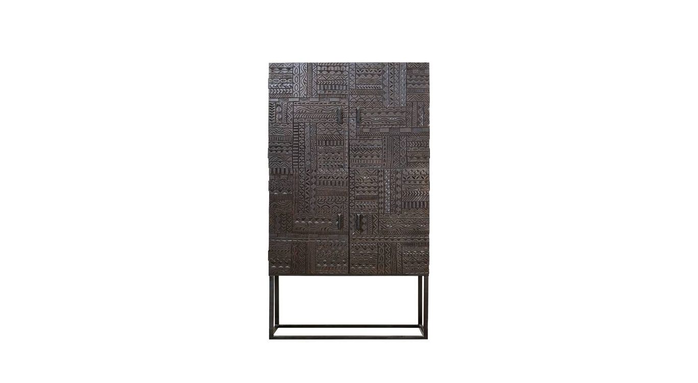 Bahut bois, fer marron 90x40x176cm - bois-fer