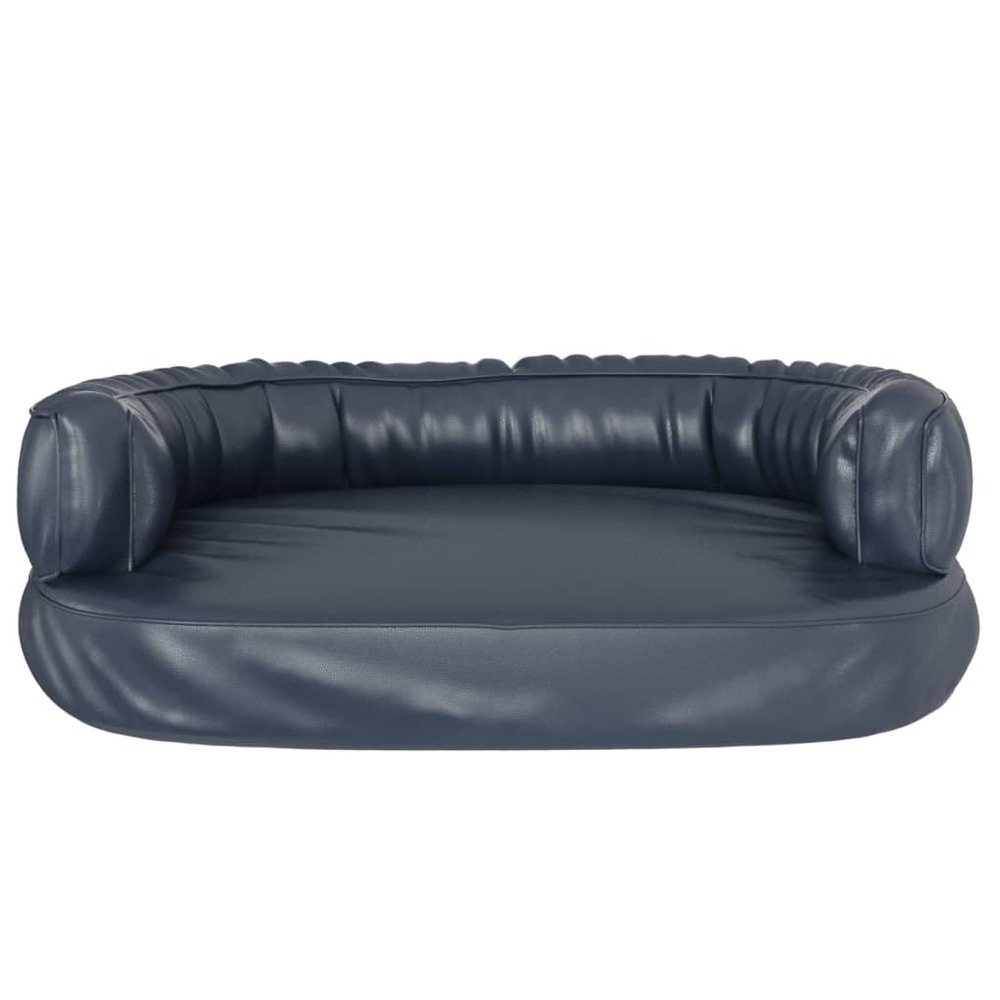 Lit pour chien ergonomique mousse bleu foncé 60x42cm similicuir