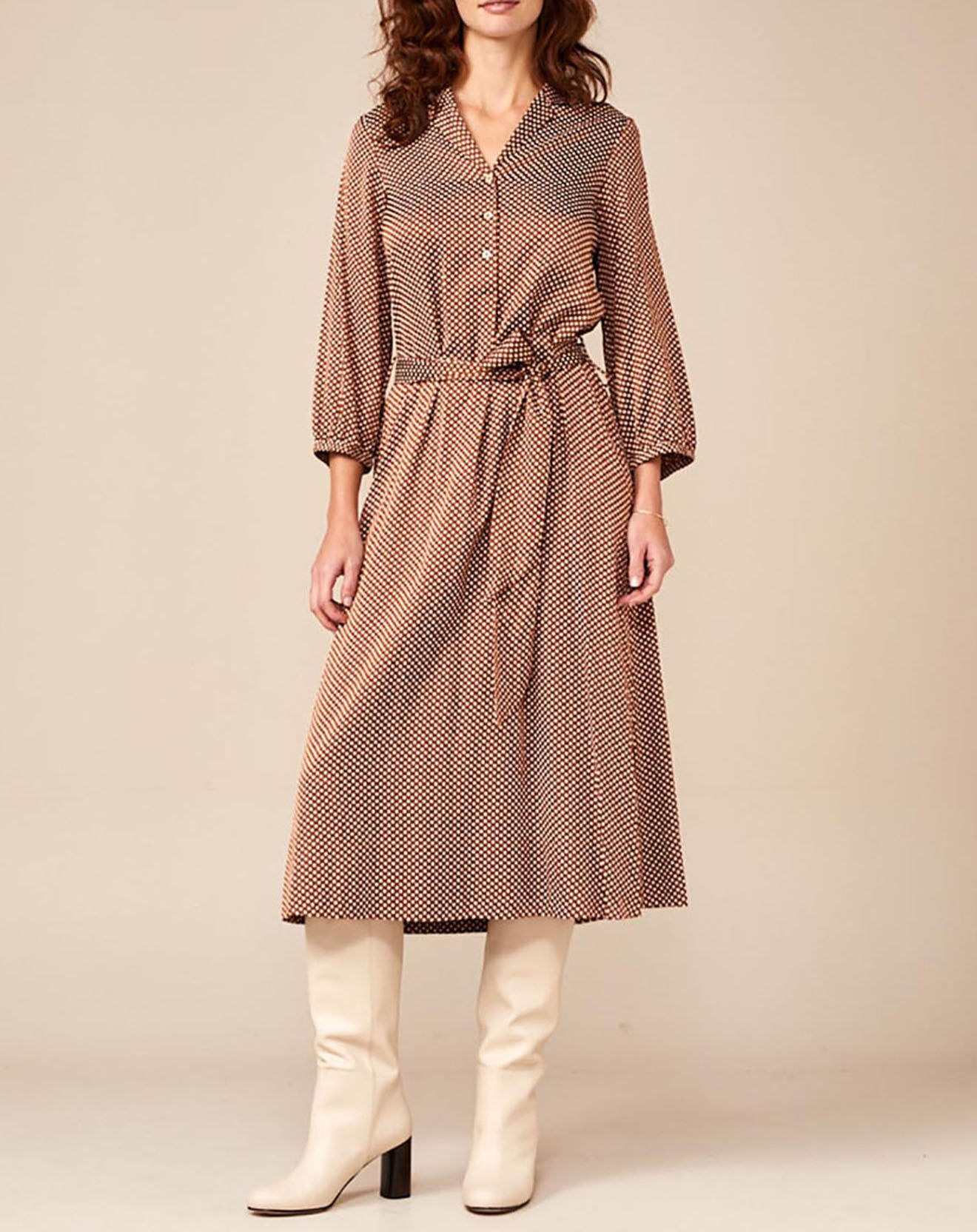 Bellerose Robe Armory à pois marron