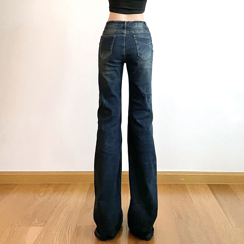 Rosesand - Lage taille grafische print slim-fit boot-cut jeans