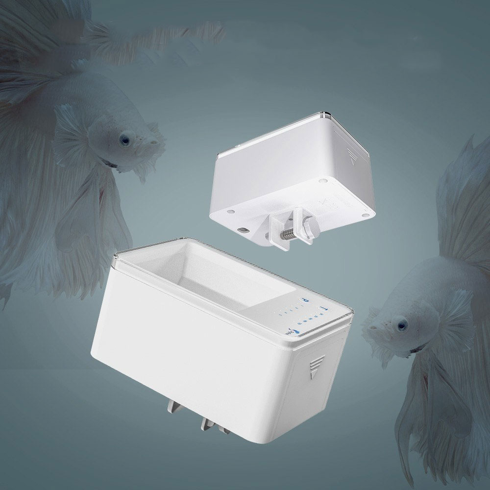 (70ml) Automatischer Fischfutter Spender Futterautomat Fish-Feeder für Aquarium (Batteriebetrieben) - Weiss