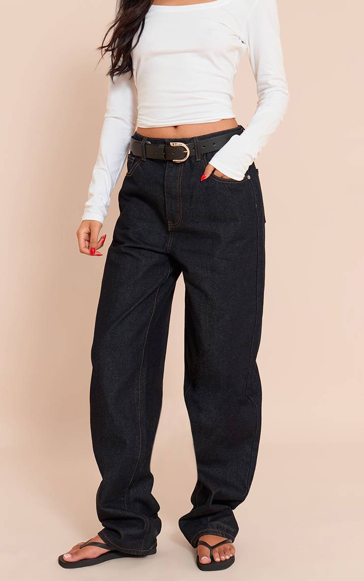 Bleu Indigo Foncé Jean Boyfriend Taille Haute Tall