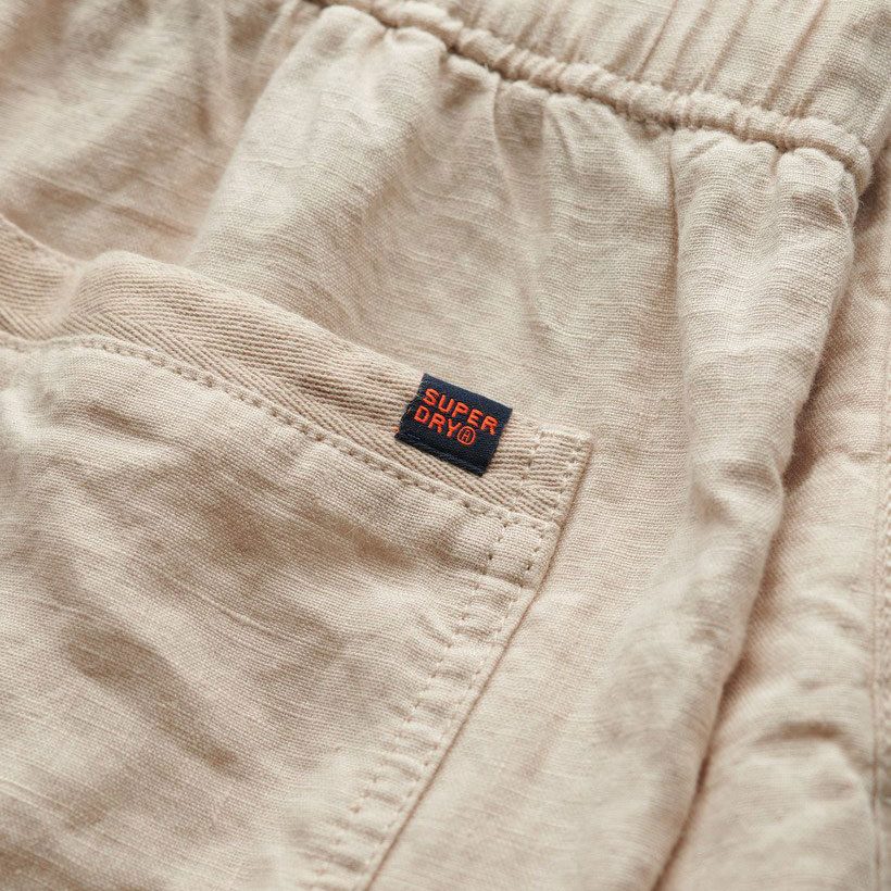 Superdry Leinen Drawstring Hose Damen pumice stone beige