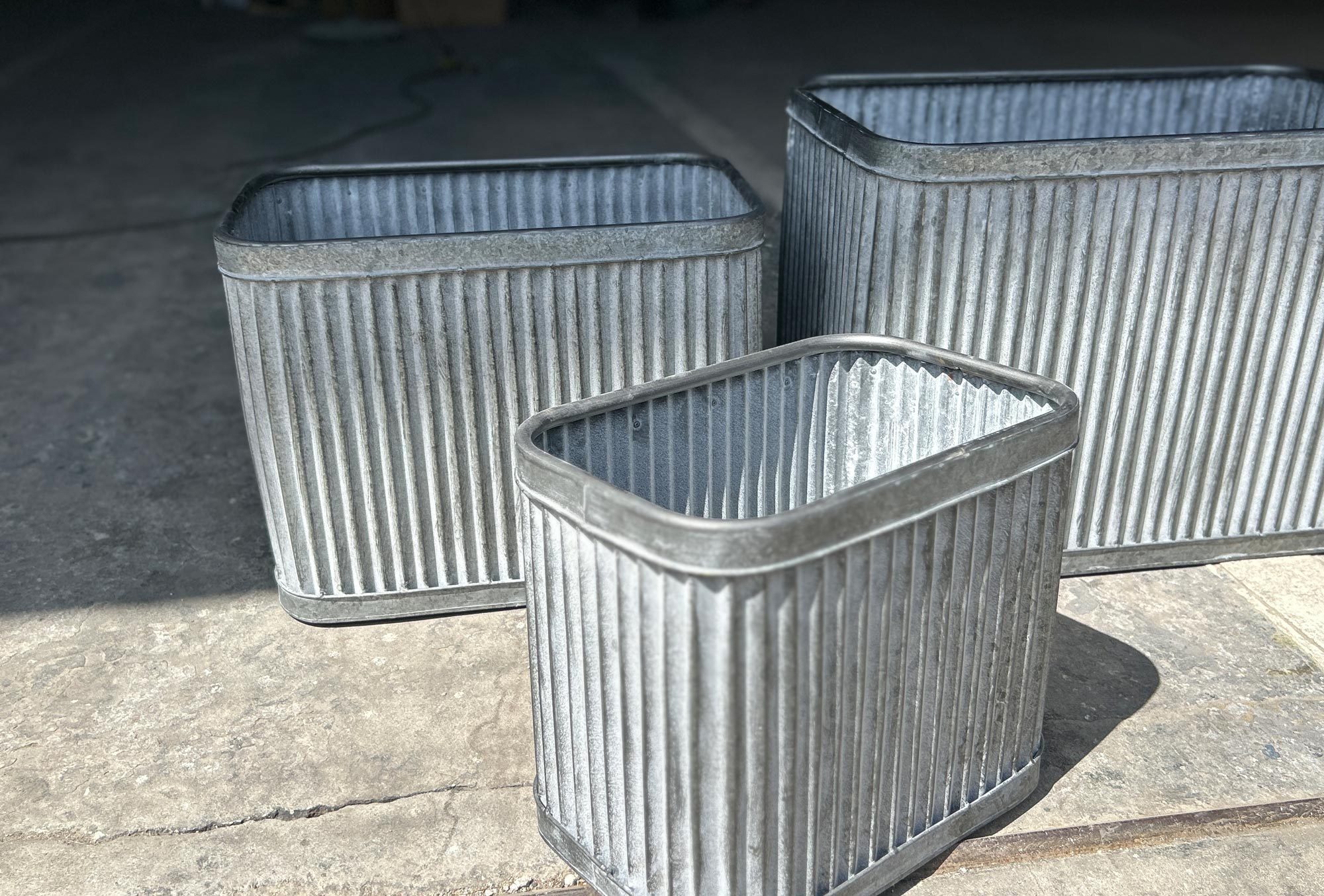3er-Set Zinkbehälter geriffelt günstig bestellen