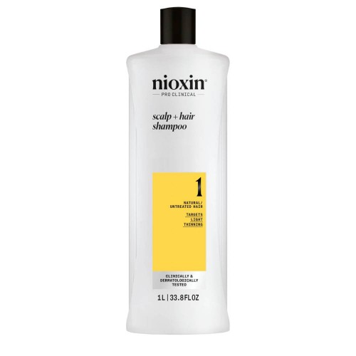 Nioxin Sistema 1 Shampoo para Cabelo Natural com Perda de Densidade Ligeira 1000ml