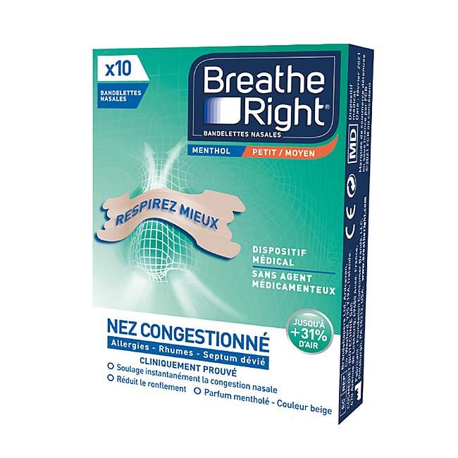 BREATHE RIGHT - BANDELETTES NASALES MENTHOL X10