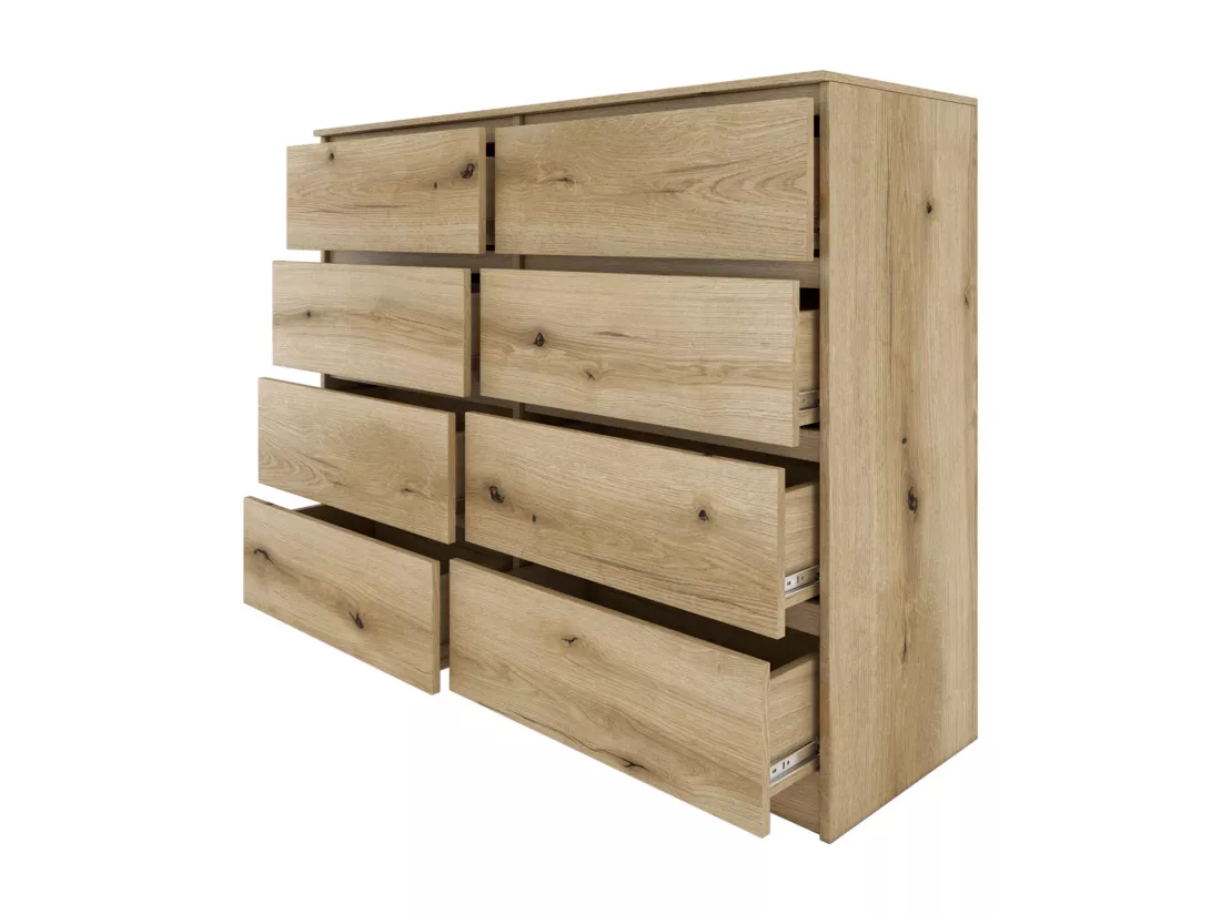 MILAN | Commode moderne grande 8 tiroirs chambre salon | Dimensions 97x120x40 | Design minimaliste | Meuble de rangement